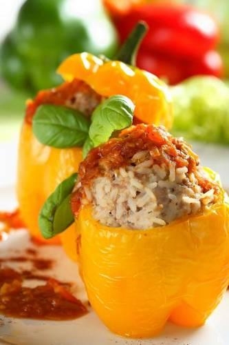 Yellow Stuffed Pepper with Rice and Tomato Dressing Journal