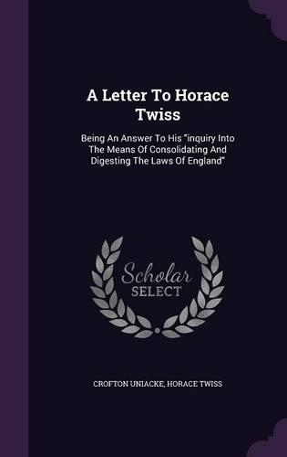 A Letter To Horace Twiss