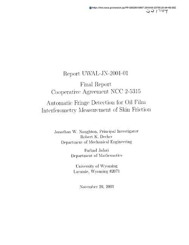Automatic Fringe Detection for Oil Film Interferometry Measurement of Skin Friction