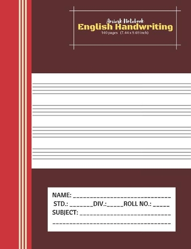 Amiesk Notebook - English Handwriting Notebook - 140 pages (7.44 x 9.69 inch)