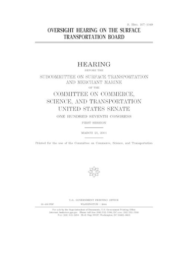 Oversight hearing on the Surface Transportation Board