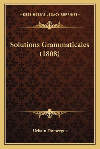 Solutions Grammaticales (1808)