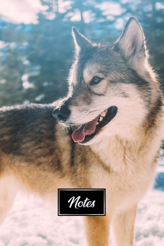 Siberian Husky Huskies Dog Pup Puppy Doggie Notebook Bullet Journal Diary Composition Book Notepad - Snow in Forest