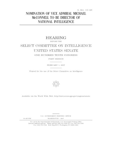 Nomination of Vice Admiral Michael McConnell to be Director of National Intelligence