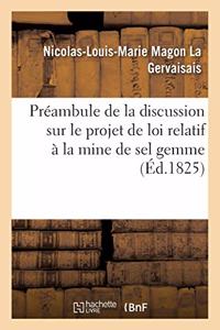 Préambule de la Discussion Sur Le Projet de Loi Relatif À La Mine de Sel Gemme