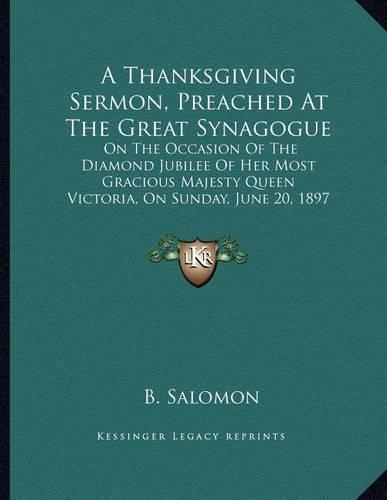 A Thanksgiving Sermon, Preached at the Great Synagogue