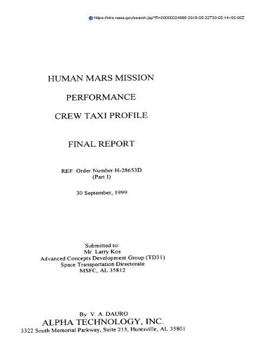 Human Mars Mission Performance Crew Taxi Profile