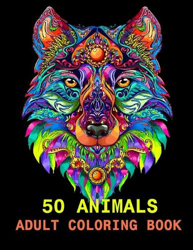 50 Animals Adult Coloring Book