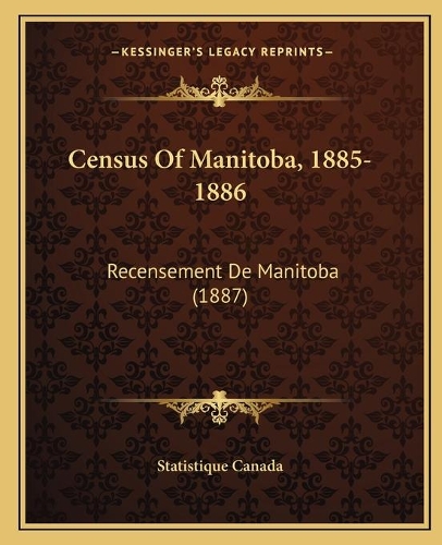 Census Of Manitoba, 1885-1886
