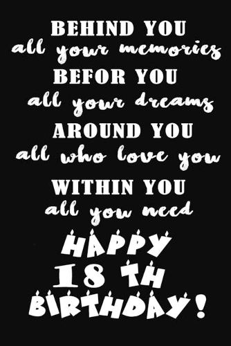 Behind You All Your Memories Before You All Your Dreams Happy 18th Birthday