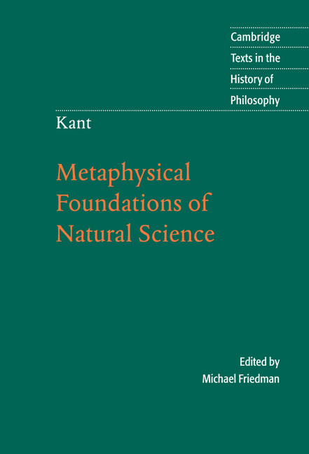 Kant: Metaphysical Foundations of Natural Science: Metaphysical Foundations of Natural Science(Cambridge Texts in the History of Philosophy)