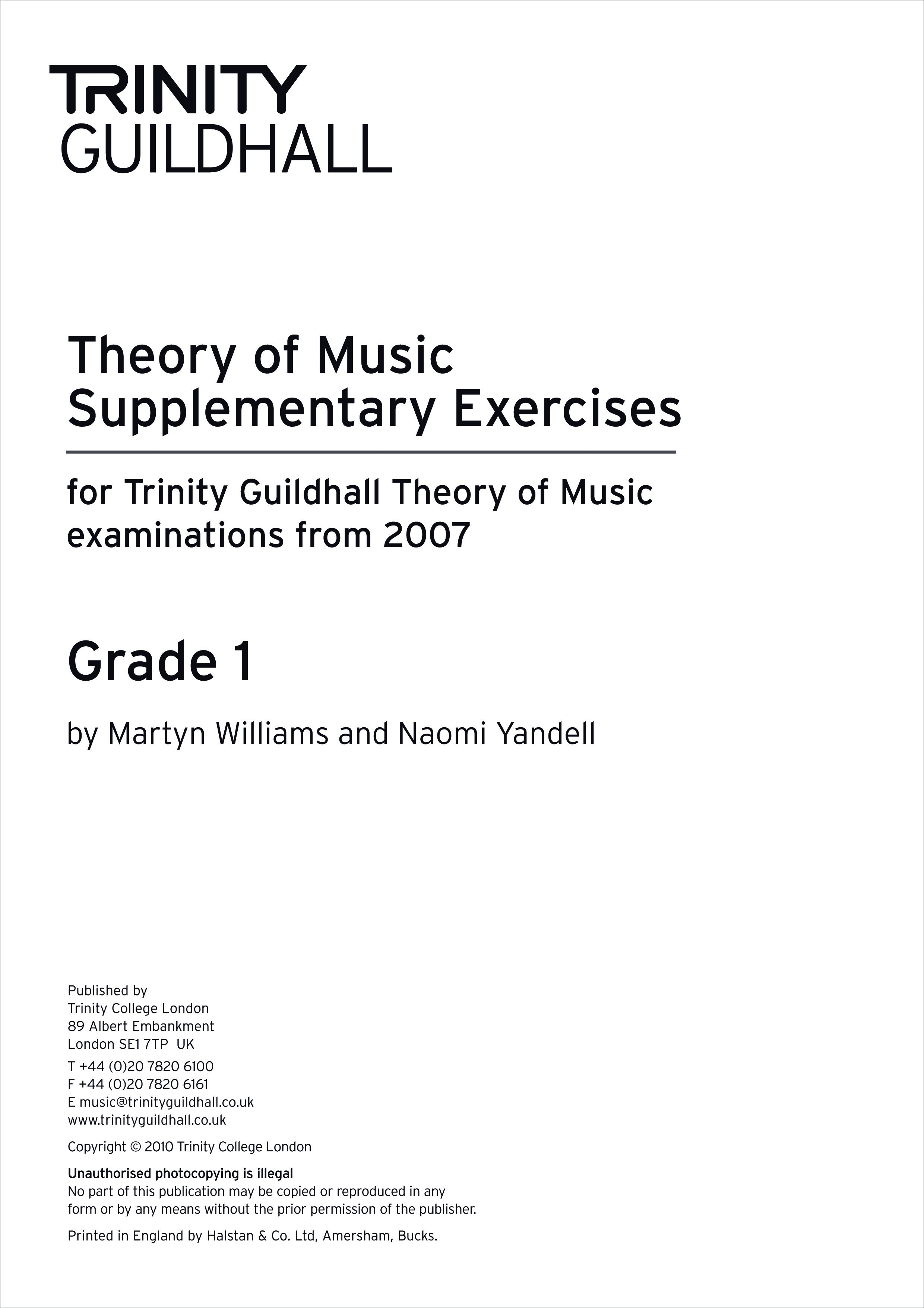 Theory of Music: Supplementary Practice Material Grade 1