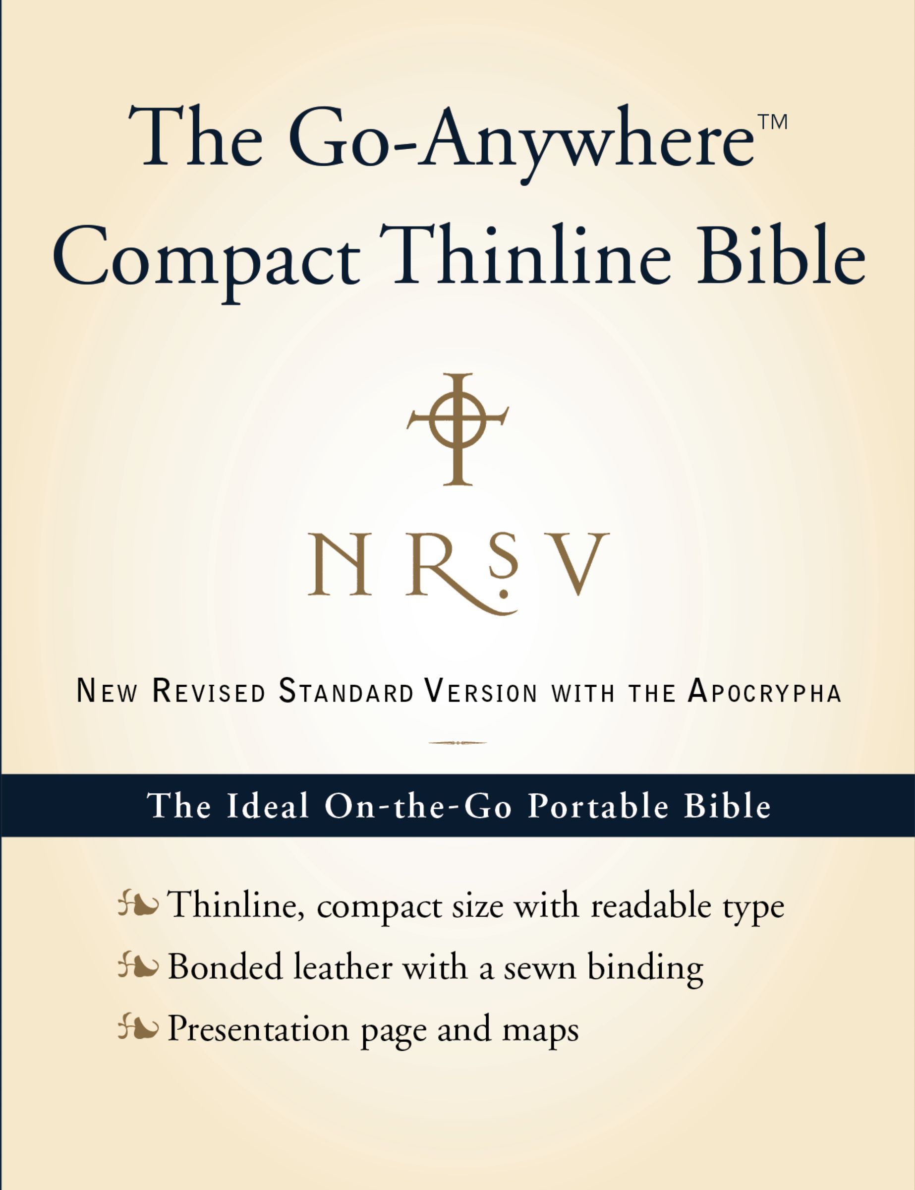 NRSV, The Go-Anywhere Compact Thinline Bible with the Apocrypha, Bonded Leather, Navy: The Ideal On-the-Go Portable Bible(English)