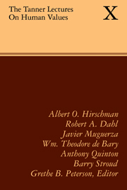 The Tanner Lectures on Human Values: (Tanner Lectures in Human Values)