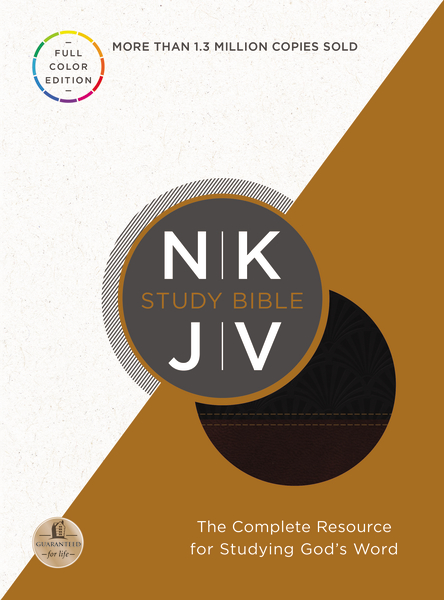 NKJV Study Bible, Leathersoft, Brown/Navy, Full-Color Edition: Full-Color Edition