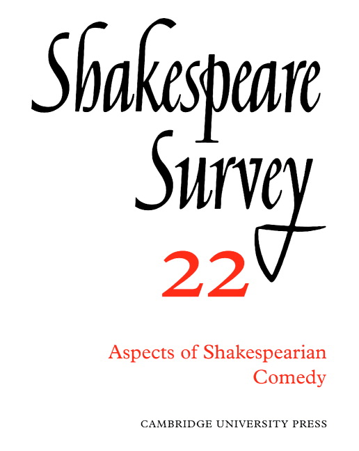 Shakespeare Survey: (Series Number 22 Shakespeare Survey)