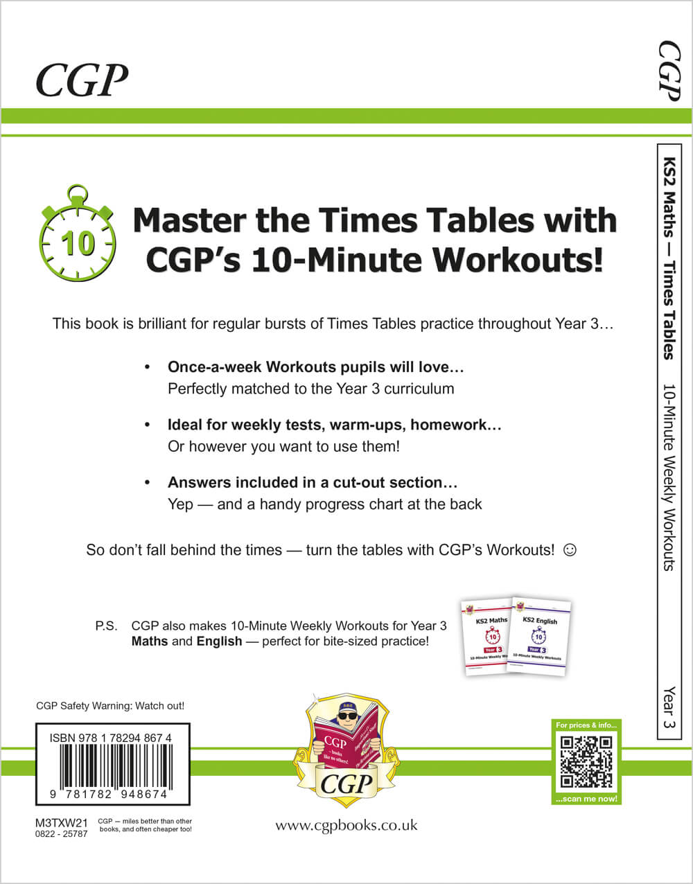 KS2 Year 3 Maths Times Tables 10-Minute Weekly Workouts: (CGP Year 3 Maths)