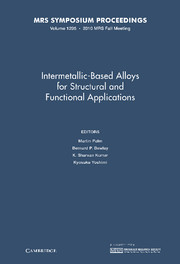 Intermetallic-Based Alloys for Structural and Functional Applications: Volume 1295: Symposium Held November 29-december 3, Boston, Massachusetts, U.s.a.(MRS Proceedings)