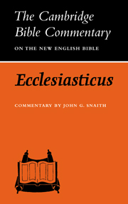Ecclesiasticus or the Wisdom of Jesus, Son of Sirach: (Cambridge Bible Commentaries: Apocrypha 5 Volume Set)