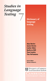 Dictionary of Language Testing: (Series Number 7 Studies in Language Testing)