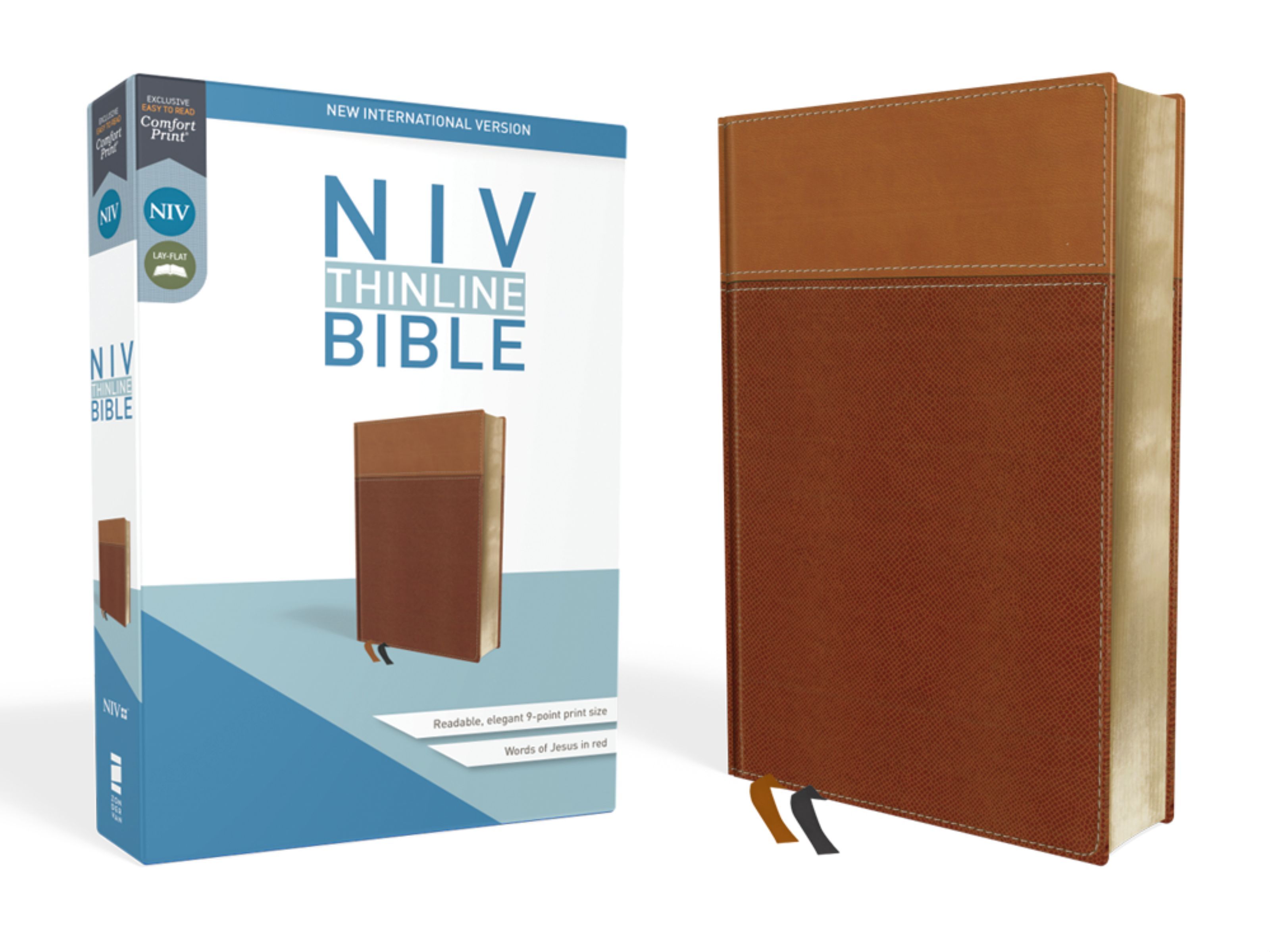 NIV, Thinline Bible, Leathersoft, Tan, Red Letter, Comfort Print