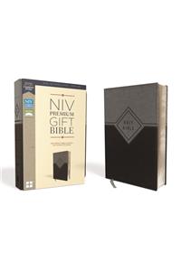 Niv, Premium Gift Bible, Leathersoft, Black/Gray, Red Letter Edition, Comfort Print