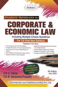 Padhuka's Student's Referencer On Corporate & Economic Law Including Mcqs For Ca Final New Syllabus - 5/E, July 2020