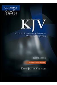 KJV Cameo Reference Bible with Apocrypha, Black Calfskin Leather, Red-letter Text, KJ455:XRA Black Calfskin Leather