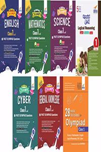 Olympiad Champs Science, Mathematics, English, Logical Reasoning, Cyber & GK Class 1 with 28 Mock Tests (set of 7 books) 2nd Edition