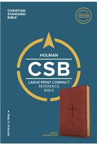 CSB Large Print Compact Reference Bible, Brown Leathertouch