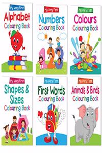 Set of 6 My Very First Colouring Books for 2+ Year Old Kids