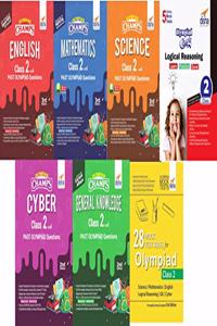 Olympiad Champs Science, Mathematics, English, Logical Reasoning, Cyber & GK Class 2 with 28 Mock Tests (set of 7 books) 2nd Edition