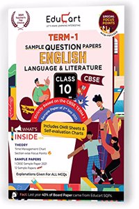 Educart CBSE Term 1 ENGLISH LANGUAGE & LITERATURE Sample Papers Class 10 MCQ Book For Dec 2021 Exam (Based on 2nd Sep CBSE Sample Paper 2021)