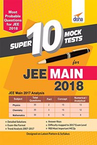 Super 10 Mock Tests for JEE Main 2018