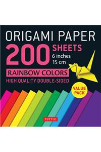 Origami Paper 200 Sheets Rainbow Colors 6 (15 CM)