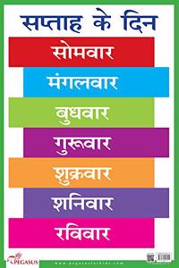 Saptah Ke Din Hindi Weekdays - Thick Laminated Primary Chart