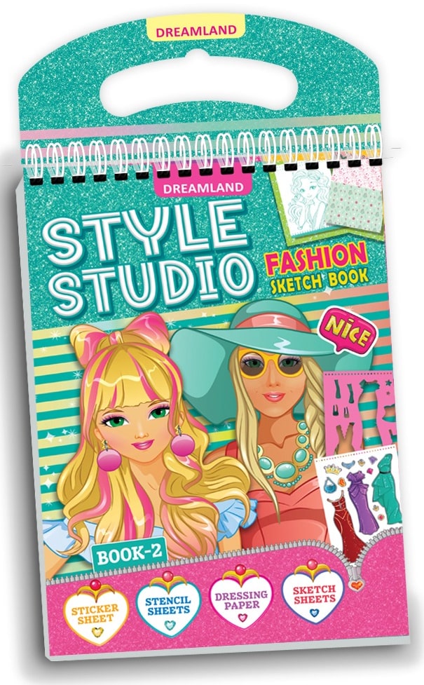 Style Studio Fashion Sketch Activity Book 2 for Girls Age 4-8 years– Creative Design Kit with Sticker Sheets, Stencil Sheets, Dressing Paper & Sketch Pages | Fun DIY Activity Book