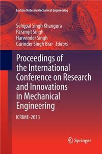 Proceedings of the International Conference on Research and Innovations in Mechanical Engineering