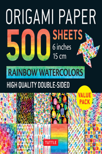 Origami Paper 500 Sheets Rainbow Watercolors 6 (15 CM)