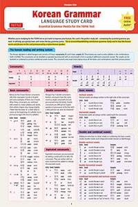 Korean Grammar Language Study Card