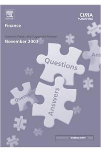 Finance November 2003 Exam Q and As (CIMA November 2003 Exam Q&As)