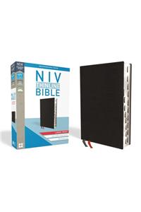 NIV, Thinline Bible, Large Print, Bonded Leather, Black, Indexed, Red Letter Edition