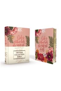 NIV, Artisan Collection Bible, Women's Bible with Journaling Space, Cloth over Board, Pink Floral, Designed Edges under Gilding, Red Letter, Comfort Print