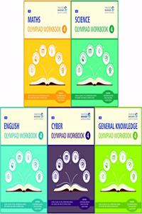 SBB Maths, Science, Cyber, English & GK Olympiad Workbook Combo - Class 4