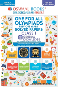 One for All Olympiad Previous Years' Solved Papers, Class-1 General Knowledge Book (For 2022 Exam)