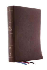NKJV, Open Bible, Genuine Leather, Brown, Red Letter Edition, Comfort Print