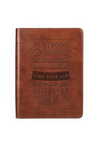 Christian Art Gifts Classic Handy-Sized Journal Be Strong and Courageous Joshua 1:9 Bible Verse Inspirational Scripture Notebook W/Ribbon, Faux Leather Flexcover 240 Ruled Pages, 5.7 X 7, Brown