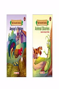 My Favourite Stories (Set of 2 Books with Colourful Pictures) Story Books for Kids - Aesop's Fables, Animal Stories