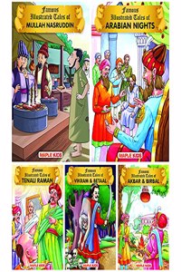Witty Tales (Illustrated) (Set of 5 Books with 90 Moral Stories) - Tenali Raman, Vikram & Betaal, Akbar & Birbal, Mullah Nasruddin, Arabian Nights