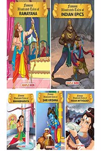Mythological Tales (Illustrated) (Set of 5 Books with 85 Moral Stories)  for children  Mahabharata, Shri Krishna, Indian Mythology, Ramayana, Indian Epics